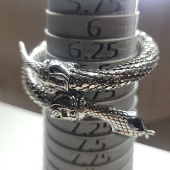 Vintage – Incredible Stainless Silver Mesh Coil Snake Serpent Bracelet Arm Cuff - Picture 4 of 8